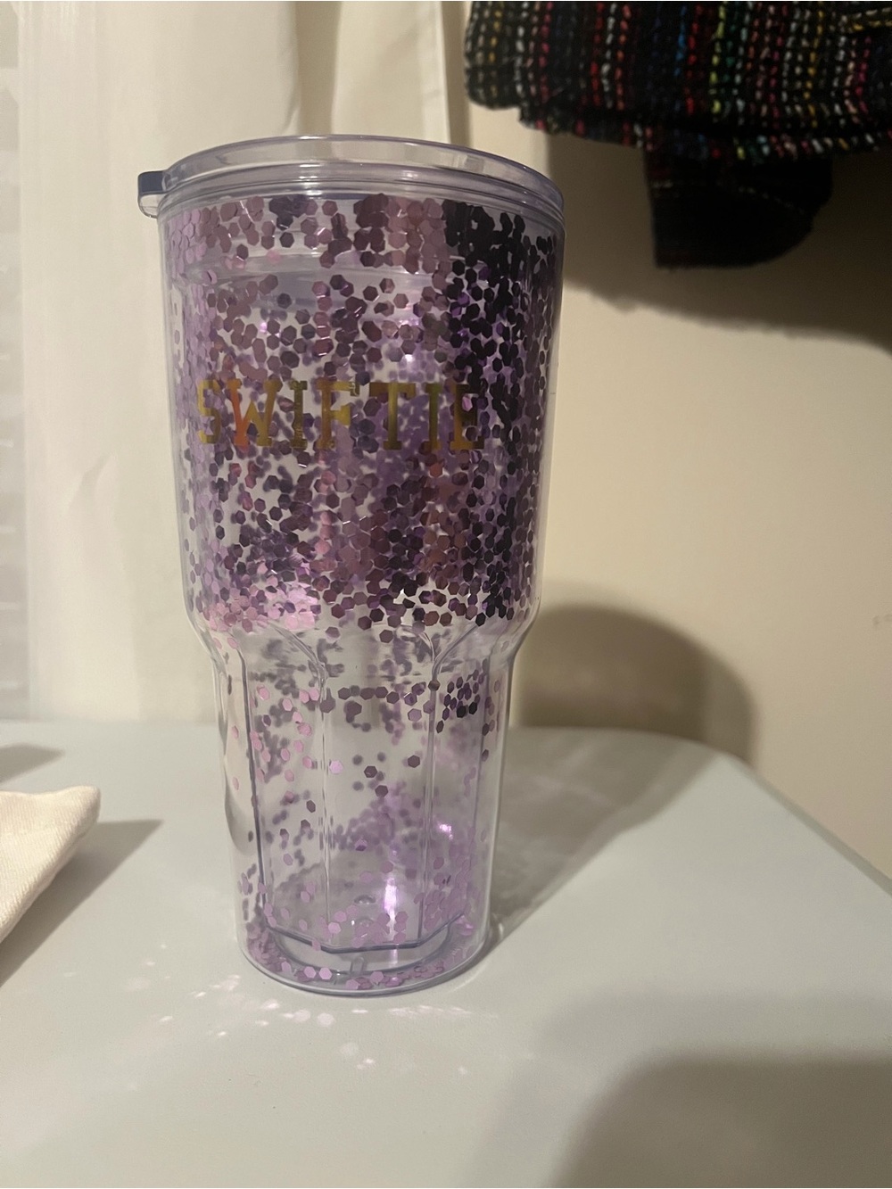 Taylor Swift Purple Sequin Travel Tumbler